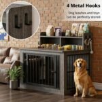 IRONCK Extra Large Dog Crate Furniture, 43.3 inches Wooden Dog Crate with Storage and 4 Hooks, Heavy Duty Pet Crate for Large Dog, Decorative Pet Cage for Indoor (30" L x 43.3" W x 41.1" H) - Image 4