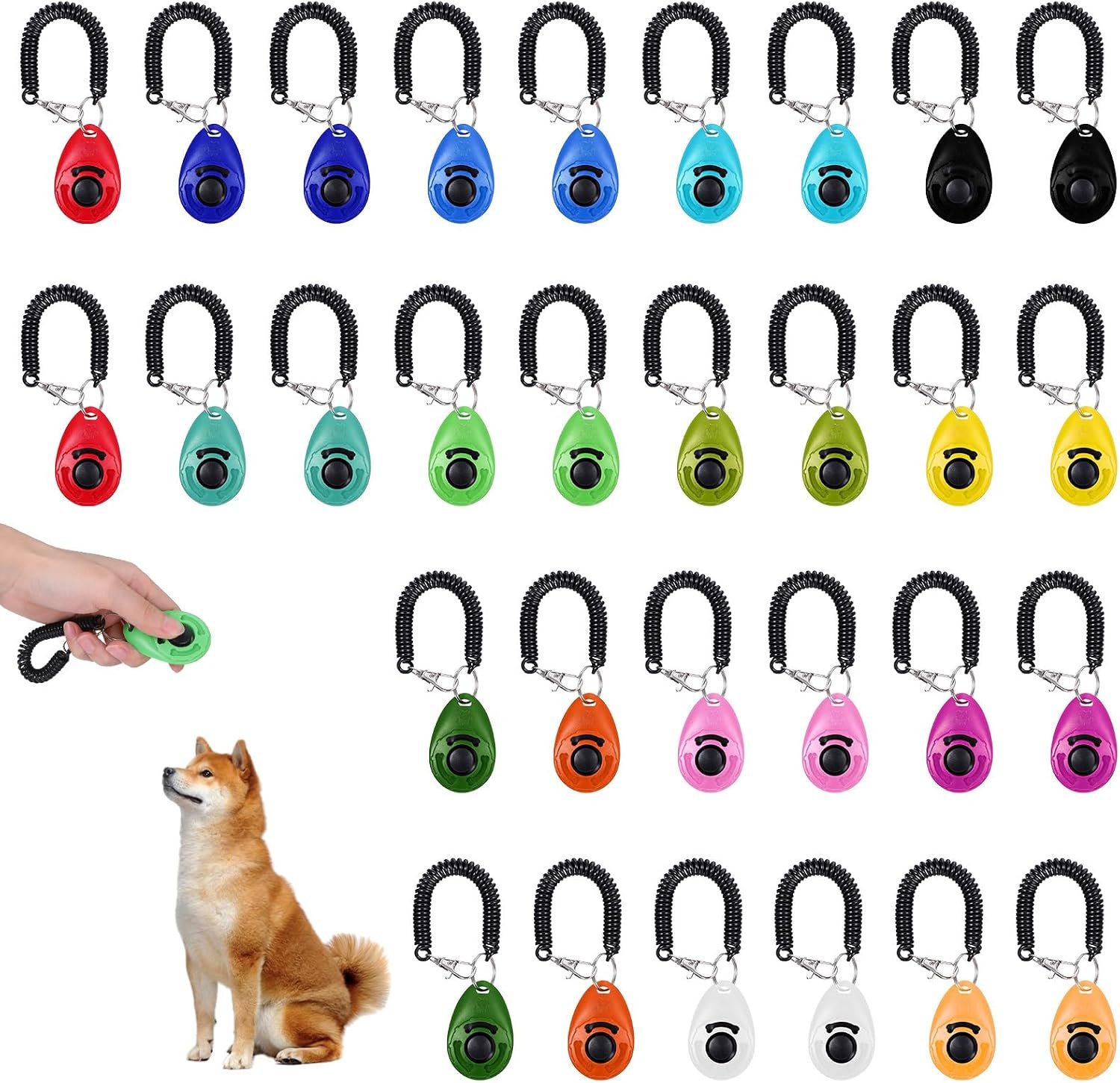 30 Pcs Dog Training Clicker with Wrist Strap, Pet Behavioral Training Clickers for Obedience and Positive Reinforcement, Puppy Trainer Supplies for Dogs Cats Horses Birds (Multicolor) 30 Pcs Dog Training Clicker with Wrist Strap, Pet Behavioral Training Clickers for Obedience and Positive Reinforcement, Puppy Trainer Supplies for Dogs Cats Horses Birds (Multicolor)