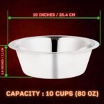 Stainless Steel Dog Bowl 2-Pack (10 inch Diameter) Pet Feeder Bowls 10 Cup - Image 3