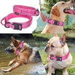 AUBELL Reflective Tactical Heavy Duty Dog Collar with Handle,Pink L - Image 4