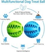 Feixun Dog Treat Toy Ball, Dog Tooth Cleaning Toy, Interactive Dog Toys(1 Green+1 Blue) 2.8" Pack of 2 - Image 3