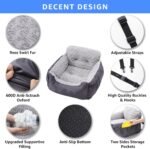 Oiilores Dog Car Seat for Small Dogs, Washable Pet Booster Car Seats with Clip-On Safty Leash, Comfy Deluxe Plush Carseat with Storage Pockets, Puppy Travel Carrier Bed for Dogs Under 25 lbs, Grey - Image 3
