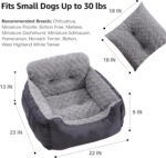 Oiilores Dog Car Seat for Small Dogs, Washable Pet Booster Car Seats with Clip-On Safty Leash, Comfy Deluxe Plush Carseat with Storage Pockets, Puppy Travel Carrier Bed for Dogs Under 25 lbs, Grey - Image 6