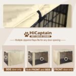 HiCaptain 42-Inch Dog Crate Cover with Mesh, Waterproof Kennel Cover, Beige - Image 3