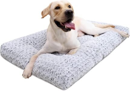KSIIA Washable Dog Bed Medium Size Dog Crate Bed Plush Pet Mat 36"x27" Gray