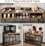 Fulhope Dog Crate Furniture, 48" Heavy Duty Wooden Dog Crate End Table, XL Dog Kennel Furniture Large Breed, Decorative Dog Kenne Indoor with 3 Drawers & Steel Tubes 48" L x28 W x36 H (Rustic Brown) - Image 3