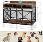 Fulhope Dog Crate Furniture, 48" Heavy Duty Wooden Dog Crate End Table, XL Dog Kennel Furniture Large Breed, Decorative Dog Kenne Indoor with 3 Drawers & Steel Tubes 48" L x28 W x36 H (Rustic Brown) - Image 4