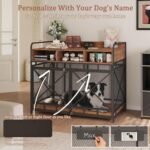 Fulhope Dog Crate Furniture, 48" Heavy Duty Wooden Dog Crate End Table, XL Dog Kennel Furniture Large Breed, Decorative Dog Kenne Indoor with 3 Drawers & Steel Tubes 48" L x28 W x36 H (Rustic Brown) - Image 5