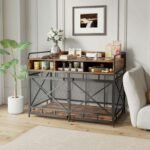 Fulhope Dog Crate Furniture, 48" Heavy Duty Wooden Dog Crate End Table, XL Dog Kennel Furniture Large Breed, Decorative Dog Kenne Indoor with 3 Drawers & Steel Tubes 48" L x28 W x36 H (Rustic Brown) - Image 9