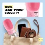 MalsiPree Leak-Proof Portable Dog Water Bottle for Travel - 19 oz, with Pink Bowl - Food Grade Plastic - Dog Bowls - Puppy Essentials - Pet Water Bottle for Trail Hiking, Park Visit & Beach Days - Image 3