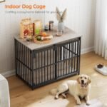 HOOBRO Dog Crate Furniture, 36.6" Heavy Duty Dog Kennel with Sliding Barn Door, Wooden Dog Cage Indoor, Decorative Side End Table for Small/Medium Dogs, Greige and Black GY162GW03G1 - Image 4