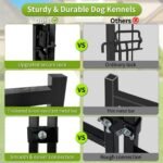 Heavy Duty Dog Kennel Outdoor, Covered Dog Kennels Outside with Roof, 4x4.2x4.5FT Large Dog Enclosure Adjustable Feeder Door, Playpen Fence for Yard - Image 3