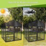 Heavy Duty Dog Kennel Outdoor, Covered Dog Kennels Outside with Roof, 4x4.2x4.5FT Large Dog Enclosure Adjustable Feeder Door, Playpen Fence for Yard - Image 4