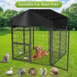 Heavy Duty Dog Kennel Outdoor, Covered Dog Kennels Outside with Roof, 4x4.2x4.5FT Large Dog Enclosure Adjustable Feeder Door, Playpen Fence for Yard - Image 5
