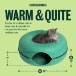Cattasaurus 4-in-1 Peekaboo Cat Cave, Donut Tunnel, Self Warming Bed & Cat-Friendly Scratcher - Original Innovation, High-Density Felt, Extra Large for Multiple Cats up to 30-45 lbs, 12 Color Choices - Image 3