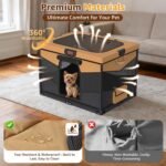 LOOBANI Dog Playpen for Small Dogs, 32"x24"x22", Foldable & Portable, Brown - Image 3