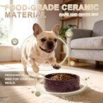 Dog Bowl，Ceramic Dog Bowls, 3 Cups 30.4OZ for Medium Dogs and Puppies，Non-Slip Weighted Pet Bowl, Can be Used as Food Bowl or Water Bowl with Paw Print Pattern (Purple Paw) - Image 4