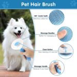 Dog Brush Dog Grooming Kit 6PCS Dog Brush for Shedding-Dog Brushes for Grooming, Dematting Comb for Dogs, Cat Nail Clipper with Nail File, Flea Comb, Bath Brush(Blue) - Image 3