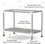 Medium Elevated Dog Crate with Removable Cover, Stainless Steel Dog Kennel - Image 3