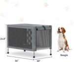 Medium Elevated Dog Crate with Removable Cover, Stainless Steel Dog Kennel - Image 5