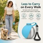 2 in 1 Dog Water Bottle Portable with Bowl, 10oz Stainless Steel, Blue - Image 3