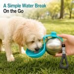 2 in 1 Dog Water Bottle Portable with Bowl, 10oz Stainless Steel, Blue - Image 4