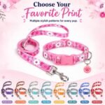Floral Matching Dog Collar and Leash Set with AirTag Holder-Pink Daisy/XS - Image 3