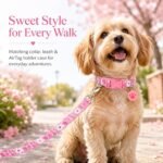 Floral Matching Dog Collar and Leash Set with AirTag Holder-Pink Daisy/XS - Image 4