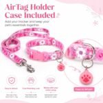 Floral Matching Dog Collar and Leash Set with AirTag Holder-Pink Daisy/XS - Image 5