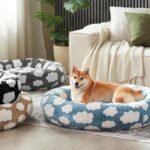 JOEJOY Jacquard Donut Round Dog Beds Medium Sized Dog,Blue 30x30x8in, Removable Washable Cover, Cute Pattern, Ultra Soft Fluffy Calming Pet Bed with Thick Supportive Bolster - Image 6