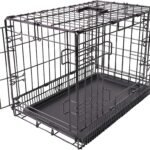 Amazon Basics Portable, Foldable Metal Wire Dog Crate with Removable Tray, Double Door, Divider Panel, 24″ x 18″ x 20″, Black