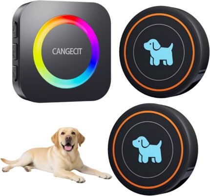 Dog Door Bell for Potty Training to Go Outside, Wireless Doggie Doorbell for Dogs, Puppy Training Bell with Touch Button, IP65 Waterproof, 1000ft Range, 55 Chimes & Adjustable Volume (2 Buttons)
