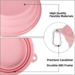 Kytely Collapsible Dog Bowls X-Large (1500ml), 2 Pack Foldable Travel Bowls, Portable Dog Water Food Bowl with Clasp, Pet Feeding Cup Dish for Traveling, Walking, Hiking (Pink+Grey) - Image 5
