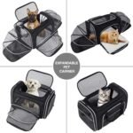 TSA Airline Approved Large Pet Travel Carrier,4 Sides Expandable with 2 Mesh Pockets,3 Entry, Soft Sided Collapsible Dog Carrier for 2 Cats,Kittens,Puppies,Dog, X-Large, Black & White - Image 9