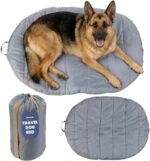 Travel Dog Bed, 48x36in, Foldable & Packable with Carry Bag, Grey