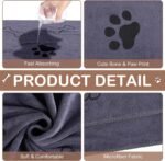 8 Pcs Dog Towel for Drying, 40 x 24 Inch, Dog Paw and Bone, Brown, Gray - Image 3