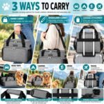 BAGLHER Dog Travel Bag with 2 Food Containers & 2 Collapsible Bowls, Pet Travel Kit with Removable Divider & Multiple Pockets, Grey - Image 5