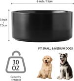 6'' Ceramic Dog Bowl - 30Oz Classic Dogs Food & Water Bowl for Small and Medium Breed Dogs, Heavy Duty Non-Slip Dog Dishes, Food Grade Stoneware Pet Bowl, Dishwasher & Microwave Safe, Black - Image 3