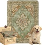 Washable Pee Pads for Dogs,Great Urine Absorbent Reusable Puppy Training Pads,Waterproof,Leak-Proof & Non-Slip Potty Pads for Whelping,Crate,Playpen,Bed.(Green Floral,18"x24")