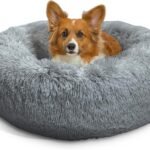 Best Friends by Sheri Original Calming Donut Dog Bed, Gray, Small, 23″