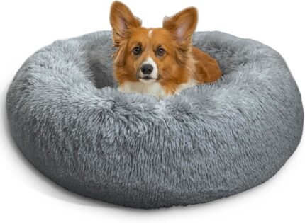 Best Friends by Sheri Original Calming Donut Dog Bed, Gray, Small, 23"