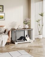Hzuaneri 39.3" L Dog Crate Furniture Indoor Dog Kennel with Barn Door - Image 8