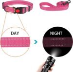 Reflective Dog Collar and Leash Set with Safety Locking Buckle Nylon Pet Collars Adjustable for Small Medium Large Dogs 3 Sizes(Hotpink&S) - Image 4
