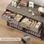 Dog Crate Furniture 47" Wooden Dog Kennels for Dogs Indoor with a Removable Divider for Large/Medium/Small Dogs, 2 Storage Drawers and Large Tabletop Dog Cages Double Doors Dog House, Rustic - Image 3