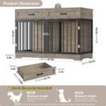 Dog Crate Furniture 47" Wooden Dog Kennels for Dogs Indoor with a Removable Divider for Large/Medium/Small Dogs, 2 Storage Drawers and Large Tabletop Dog Cages Double Doors Dog House, Rustic - Image 6