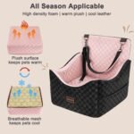 JOEJOY Elevated Dog Car Seat for Small/Medium Dogs up to 35 lbs, Memory Foam Booster Seat with Detachable Washable Cover, Travel-Safe Car Bed with Safety Belts & Storage Pockets, Pink - Image 6