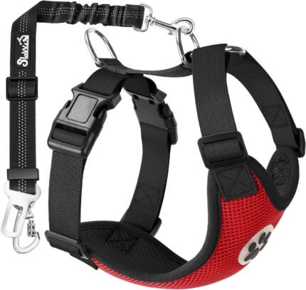 SlowTon Dog Seat Belt and Harness for Car, 2 in 1 Seatbelt Buckle, R M