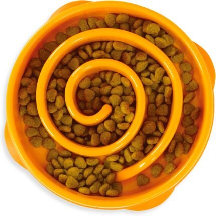 Outward Hound Fun Feeder Slo Bowl Dog Slow Feeder, Swirl, Orange, 8.8"