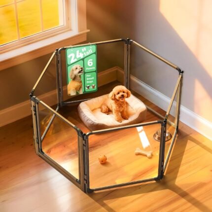 FXW AuraSpace Pro Clear Acrylic Indoor Dog Playpen, 24" H, 6 Panels