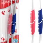 Pet Toothbrush for Dogs, Cats with Soft Bristles – Easy Teeth Cleaning & Dental Care, Non Slip Dual Head Dog Toothbrush for Medium & Large Pets, Toothpaste Not Included, Pack of 2 Pink & Blue